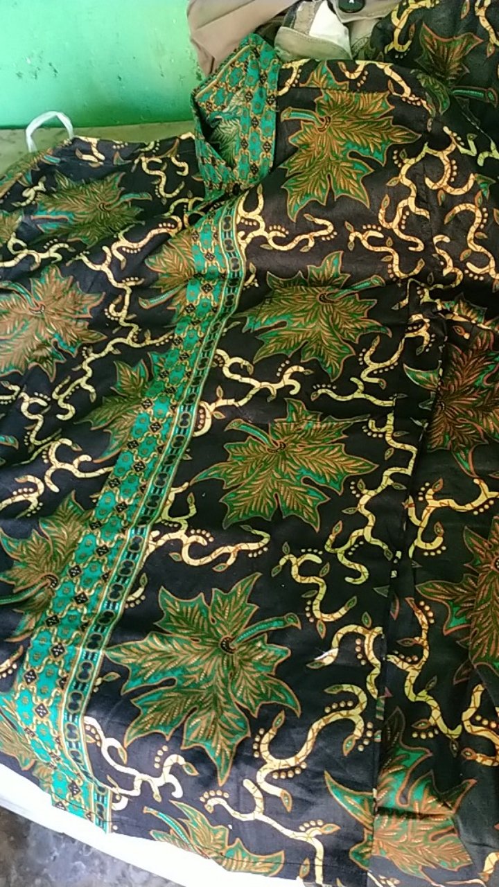 Kemeja Batik Pria Lengan Panjang Motif Daun Hijau A21baju Kemeja Lebaran Pink