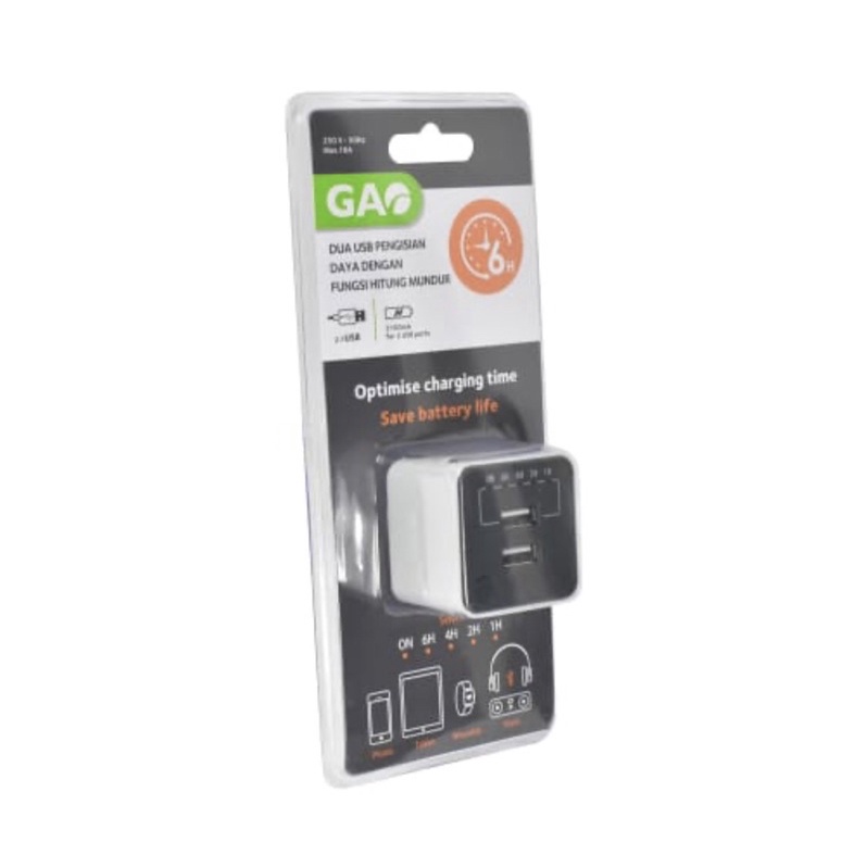 STOP KONTAK GAO SAKLAR TIMER USB 2 SOCKET 3.1 A/ACE TIMER USB 2 PORT/ACE TRAVEL ADAPTOR/ACE ADAPTOR FAST CHARGING