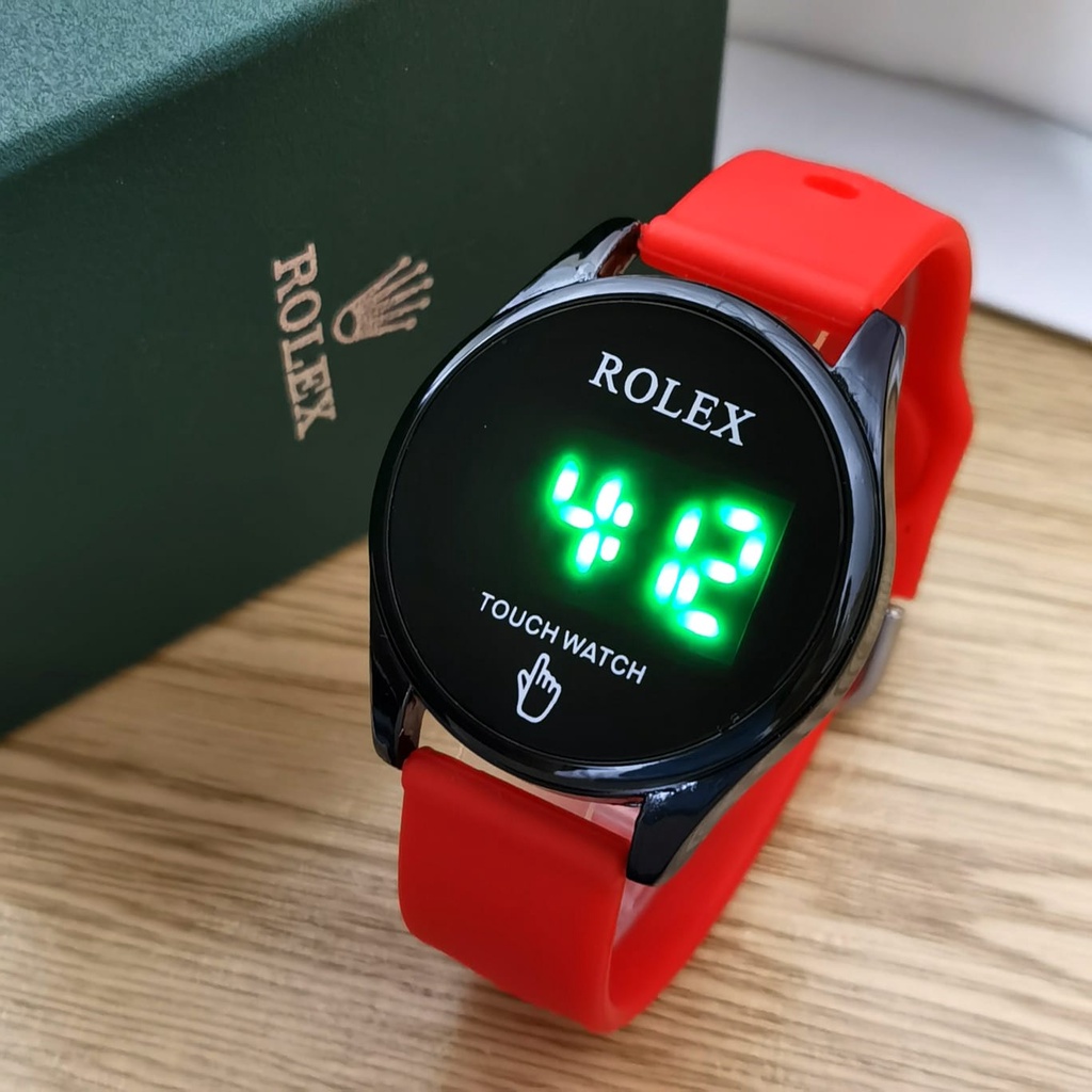 JAM TANGAN  WANITA ROLEX RUBBER TOUCH SCREEN DIGITAL DIAMETER 4CM + BOX