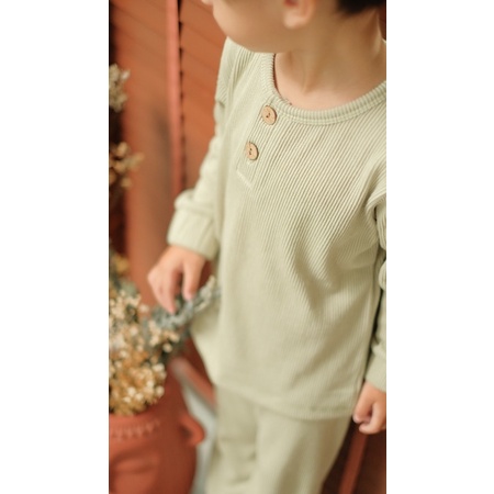 BELL &amp; BO RUMI Ribbed Pajamas Set Anak Unisex 1-4thn / Setelan Baju Tidur Anak