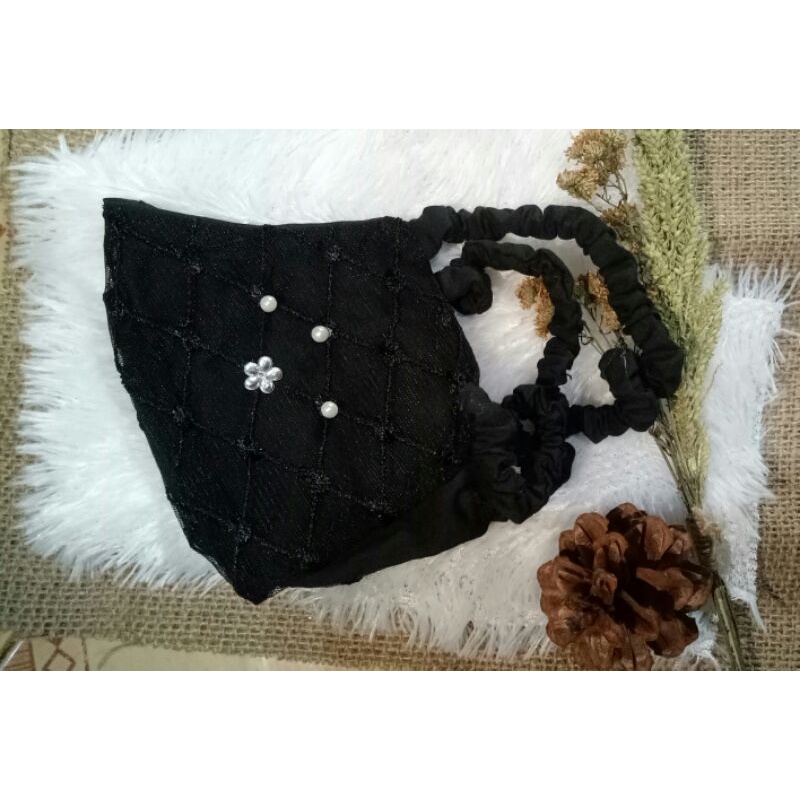 MASKER KAIN BROKAT / MASKER HIJAB MOTIF