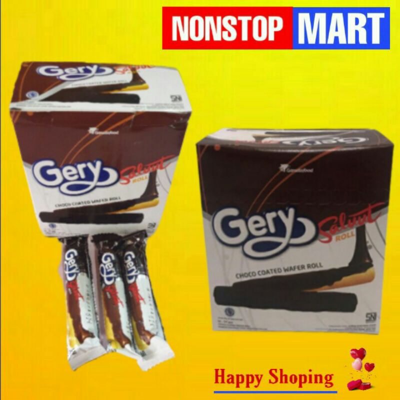 

GERY SALUT ROLL CHOCO Coated wafer 1 Box isi 24 pcs