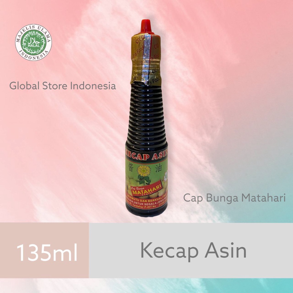 

KECAP ASIN HALAL CAP BUNGA MATAHARI (UKURAN 135ML)