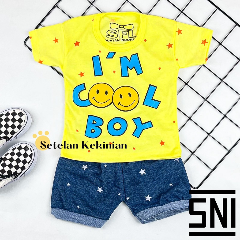 [SK] Set Anak Laki Laki 0bln-12bln Setelan Bayi Cowok Glitter Karakter Animasi Baby Boy Keren Murah Im Cool Boy