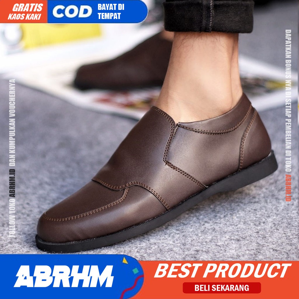 ABRHM x SAMUEL Sepatu Slip On Pria Sepatu Pria Casual Sepatu Kerja Kantor Pria Cowok / Cowo Ori Sepatu Kasual Santai Kuliah Kondangan Gaya Keren Kekinian Original