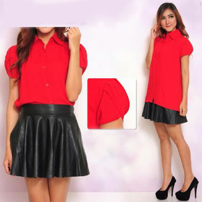 [Kemeja Vita Merah SW] kemeja wanita rayon bangkok merah