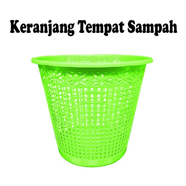 Tempat Keranjang Sampah Plastik Tong Bulat Bundar Bolong Trash Can Murah Tebal Serbaguna Baju Kotor