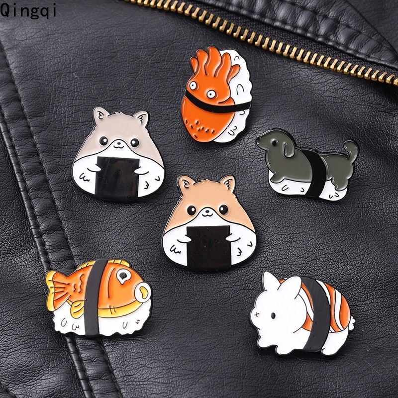 Bros Pin Enamel Desain Kartun Sushi Nasi Makanan Jepang Untuk Hadiah Teman