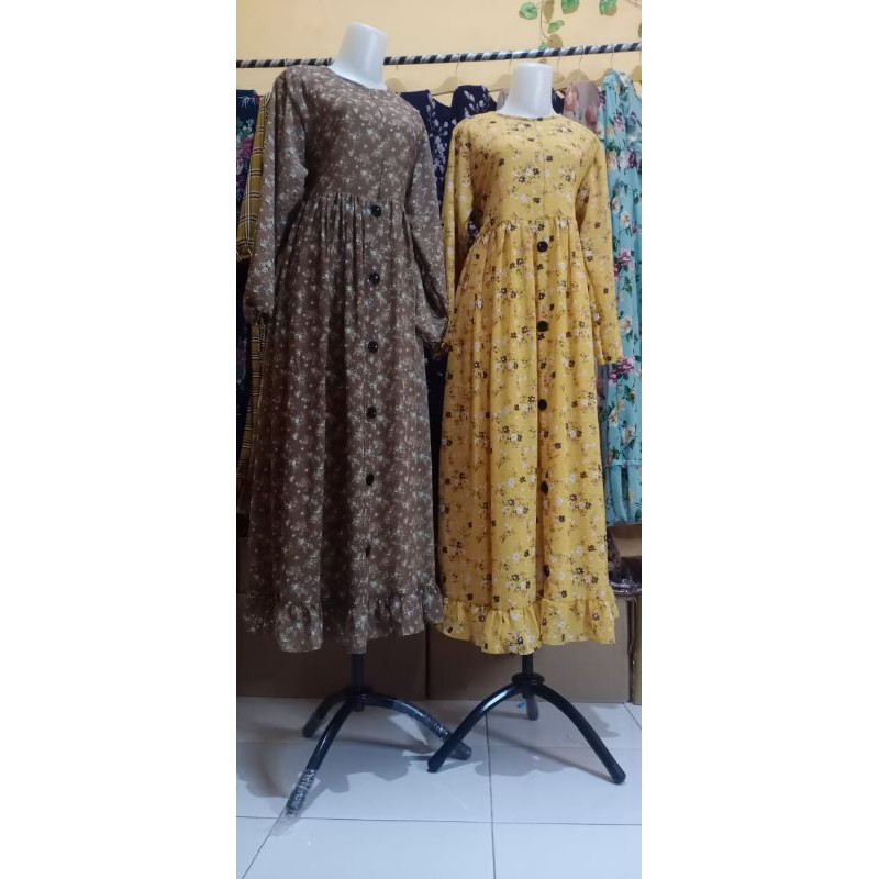 Gamis ceruty bunga kecil premium