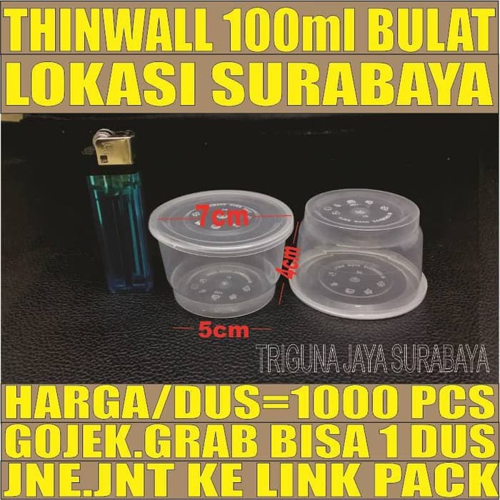 Cup puding mini 100ml 1000pcs/dus thinwall slime merpati Surabaya