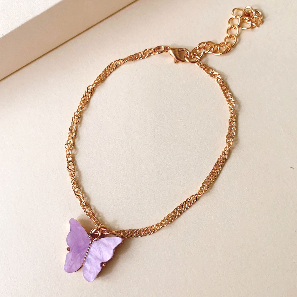 LRC Gelang Tangan Fashion Bracelet Butterfly Resin Alloy K43601