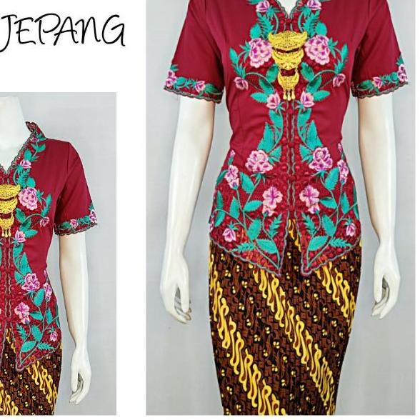 ✵ Indah KEBAYA ENCIM MODERN LENGAN PENDEK BORDIR WARNA Katun Jepang KEBAYA WISUDA KEBAYA KATUN KEBAY