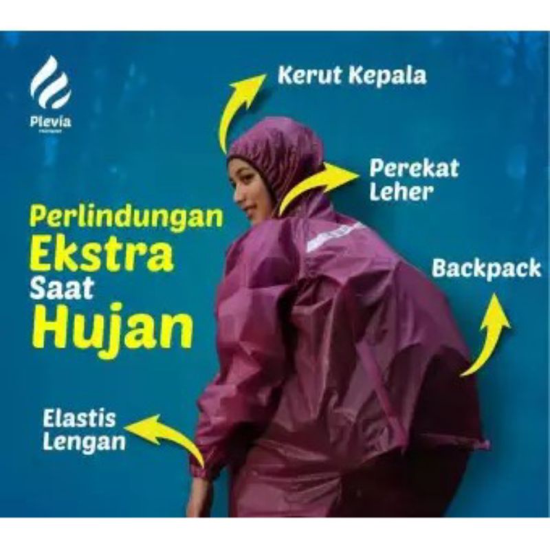 Setelan Jas Hujan Dewasa Backpack / ada Pelindung Tas Polos