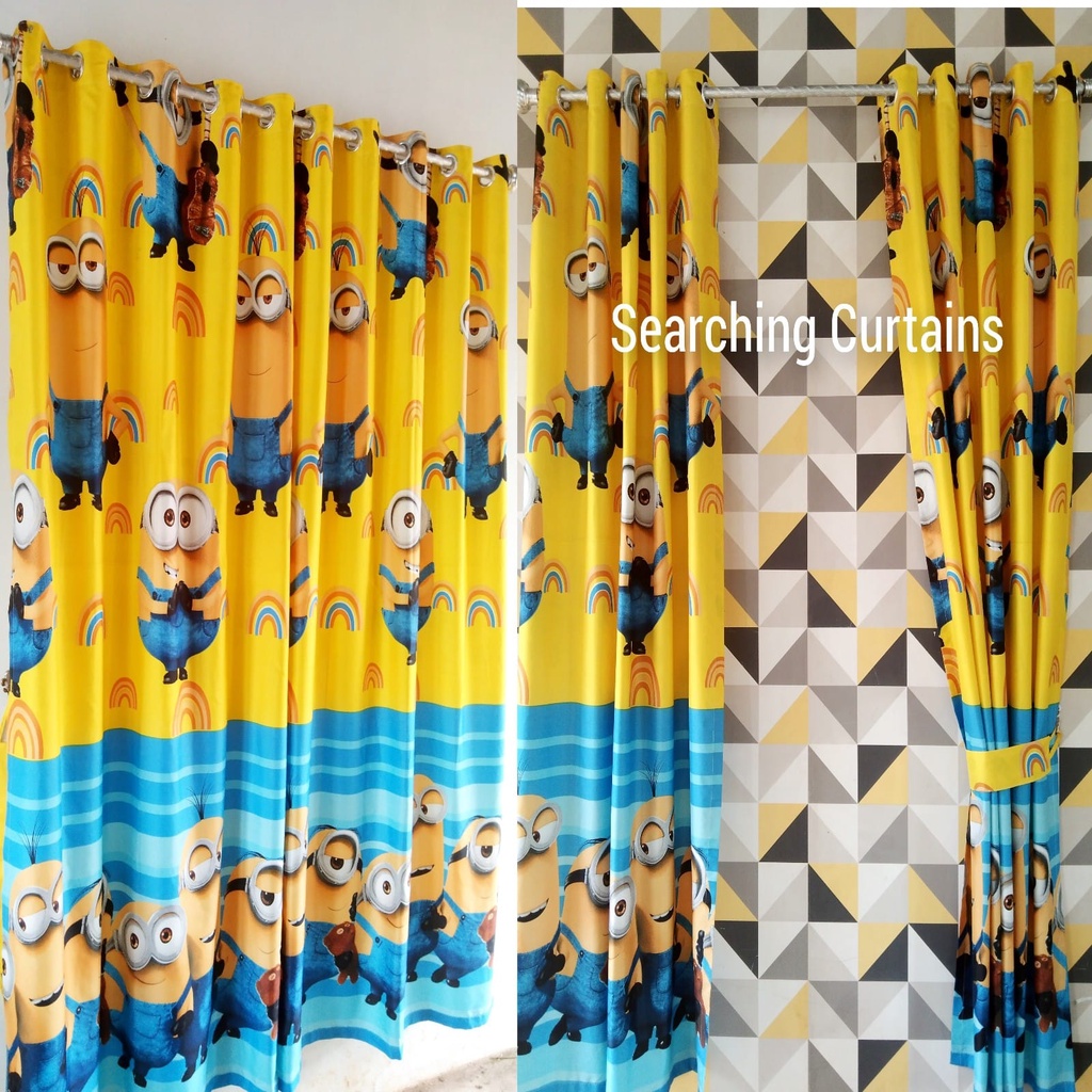 GORDEN SMOKRING KARAKTER MINIONS BAHAN KATUN POLIMIKRO GREAT A 6LIPATAN 12LUBANG RING UKURAN JENDELA
