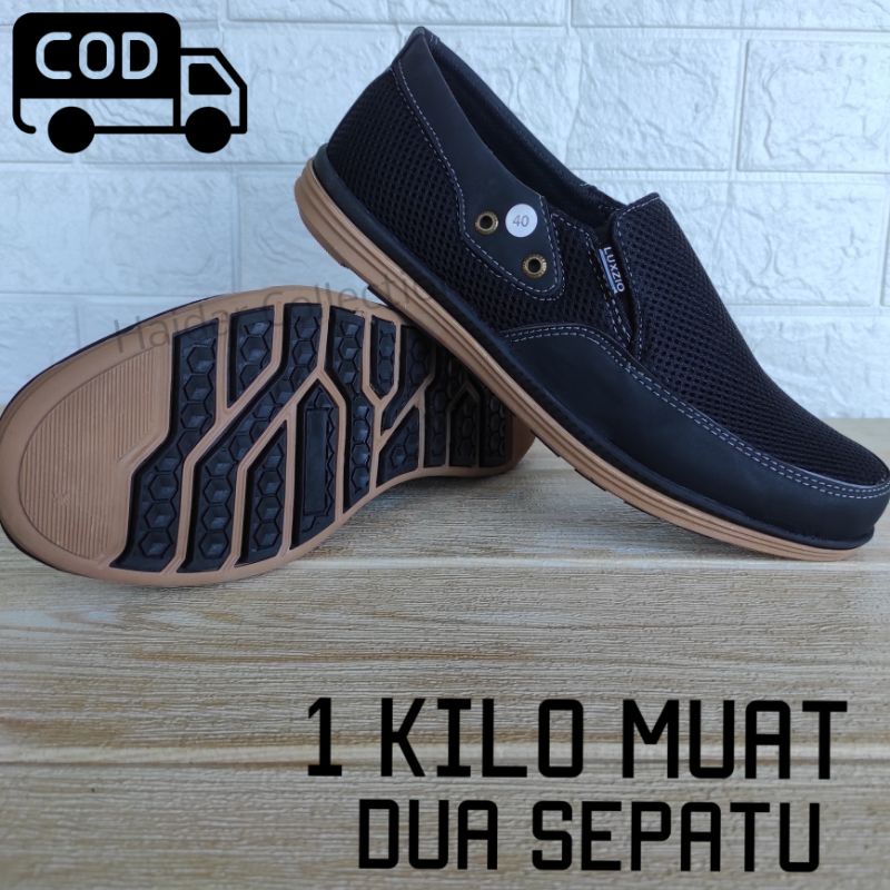 Sepatu Pria Slip On Kasual Premium Casual Sol Karet Lentur Kulit Suede Kantoran Original Mojokerto