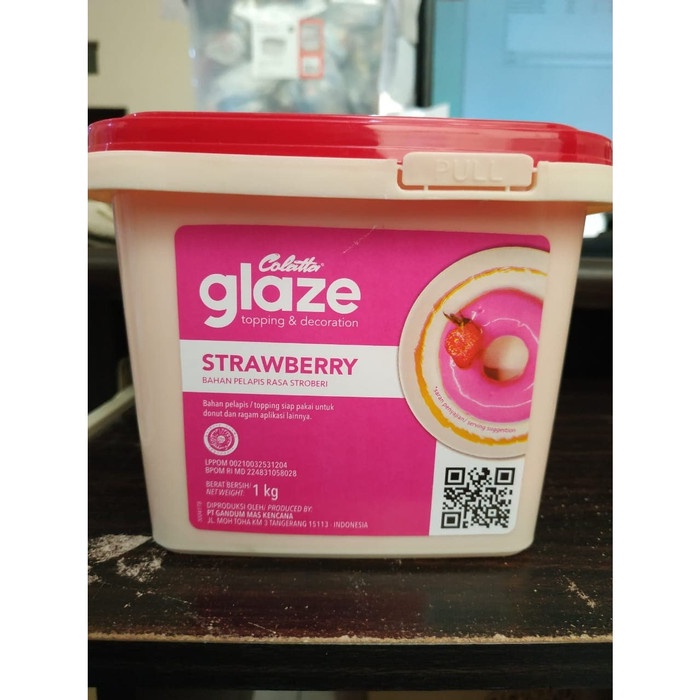 COLATTA Glaze Strawberry 1 kg Dip Topping Stroberi