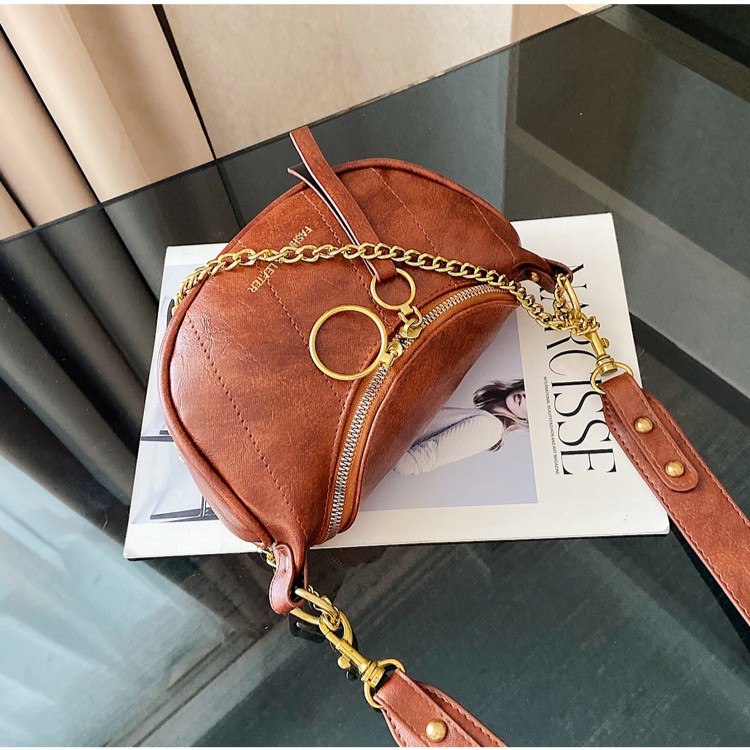 TAS SELEMPANG KULIT BAHU SHOULDER SLING BAG WANITA COKLAT MILAN IMPORT MURAH BRANDED KOREA PREMIUM