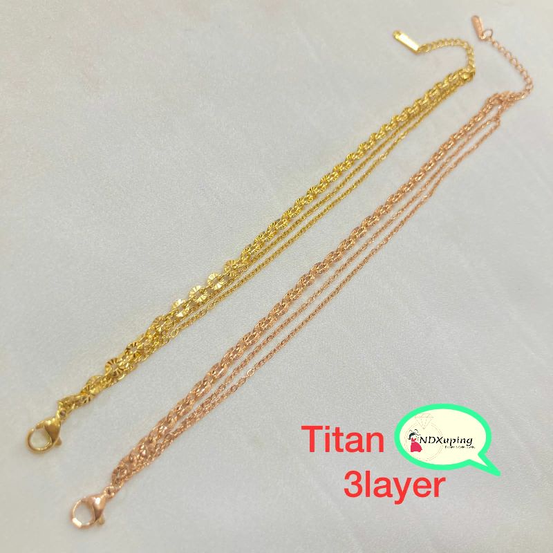 Gelang Tangan Rantai 3 Layer Dewasa Titanium N22082201