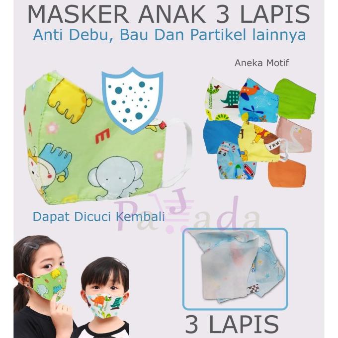 MASKER ANAK 3 LAPIS / MASKER DUCKBILL / MASKER KAIN -pajadashopeasy