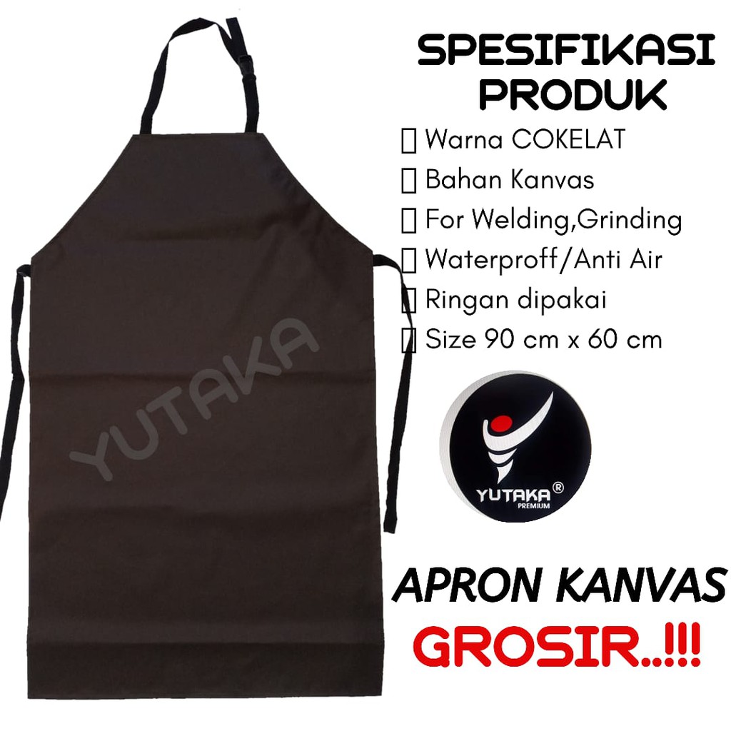 APRON ATAU CELEMEK KANVAS Waterproof Coklat 90cmX60cm Murah GrosirAPRON ATAU CELEMEK KANVAS Waterpro