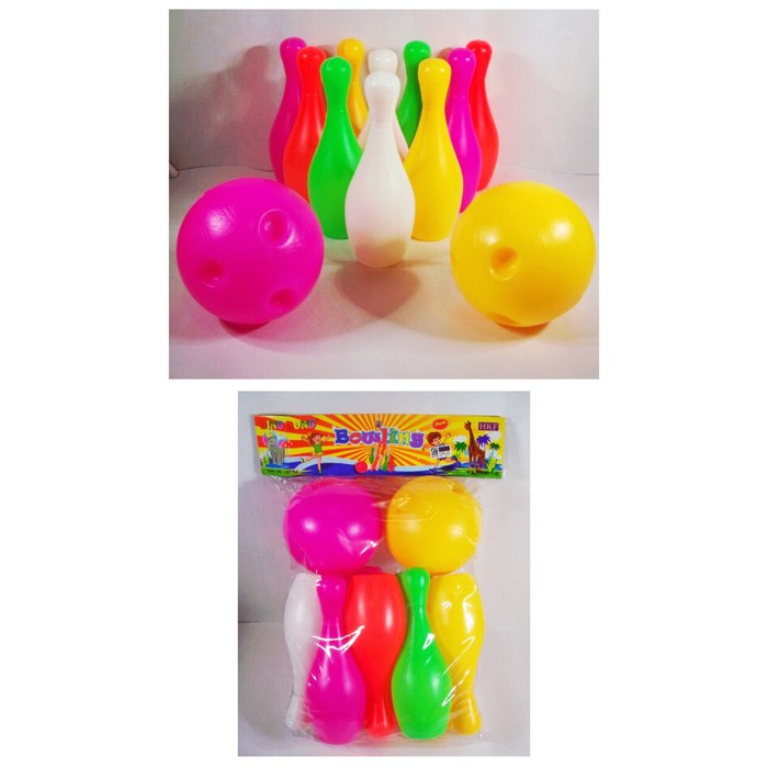 Mainan bowling BESAR anak lempar bola plastik skittles set lengkap WARNA WARNI
