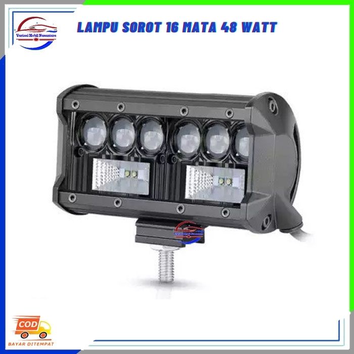Lampu Led Variasi Sorot Putih Kabut Depan 16 Mata 48 Watt Variasi Mobil Truk Truck 12-24 Volt