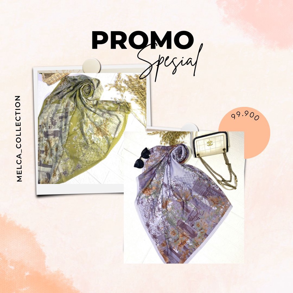 Jilbab Segi Empat Motif Paris Premium