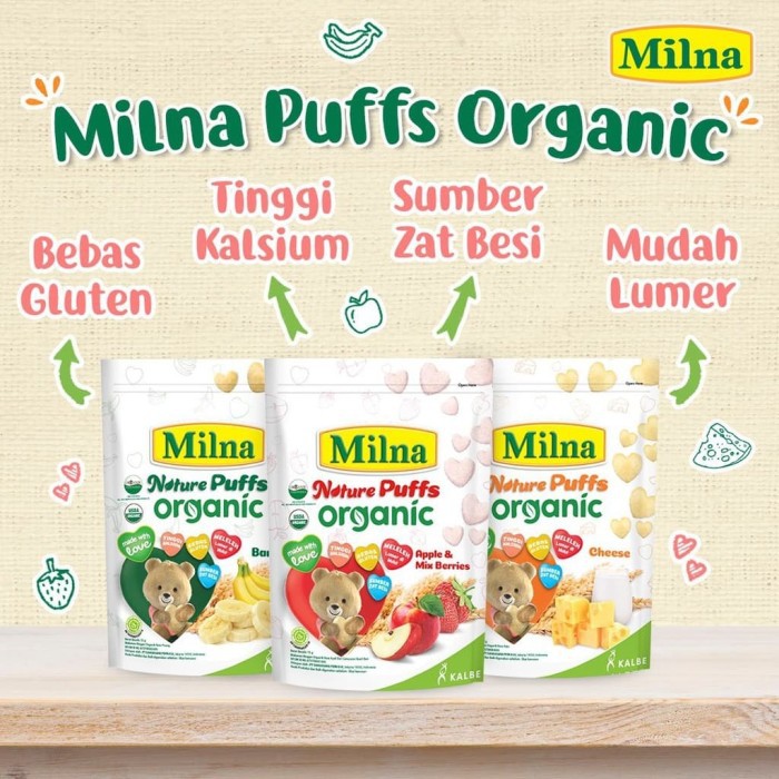 ♥BabyYank♥ MILNA - NATURE PUFF ORGANIC POUCH 15 GRAM / CEMILAN BAYI ORGANIK