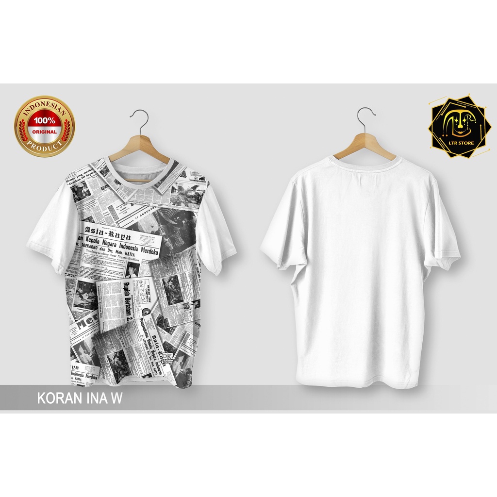 [ BAYAR DI TEMPAT ] BAJU PRINTING GAMBAR KORAN INDONESIA INA W - KAOS DISTRO ORIGINAL MOTIF UNIK GAM