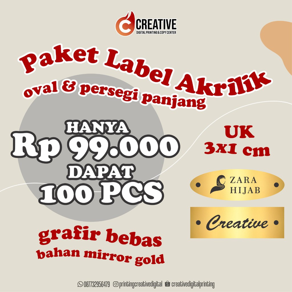 Label Akrilik/Tag Hijab Akriik