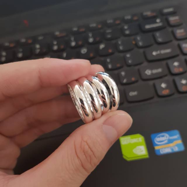 Cincin Perak asli Belarota 3 gram polos kaca lapis emas putih