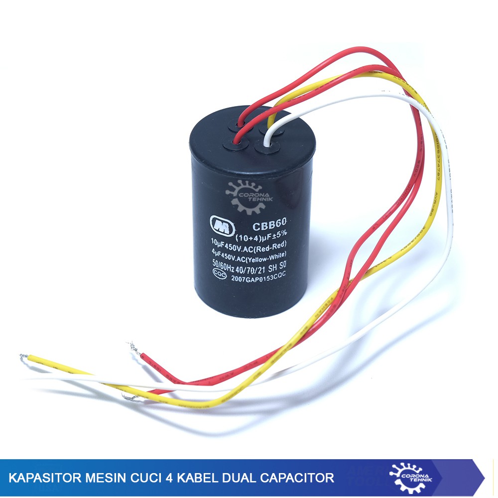 Dual Capacitor Kapasitor Mesin Cuci 4 Kabel