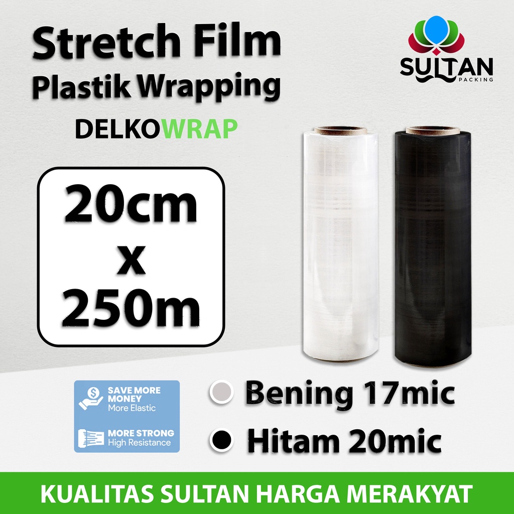 

Plastik Wrapping Stretch Film 20cm x 250m DELKOWRAP TERMURAH SATUAN