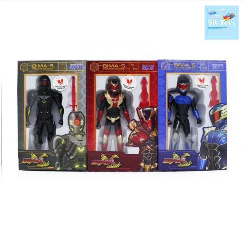 Mainan robot action figure BIMA S ada lampu LED badan putar 360 lisensi MNC EAGLE MASKED