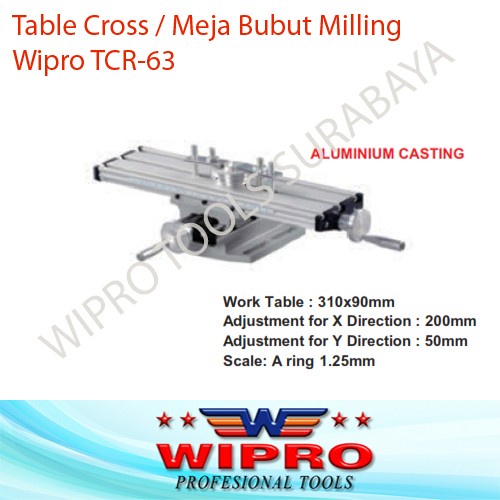 Table Cross Ragum Meja Bubut Miling Aluminium WIPRO TCR-63 TCR63