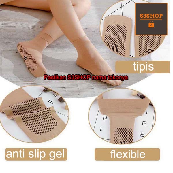 Kaos Kaki Kerja Wanita Panjang Premium Tipis Anti Slip Gel Socks Girl