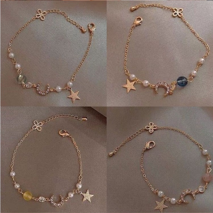 [✅READY STOCK] Gelang Dengan Wanita Liontin Bentuk Bintang Dan Bulan Gaya Korea Untuk Penjualan Panas Mode