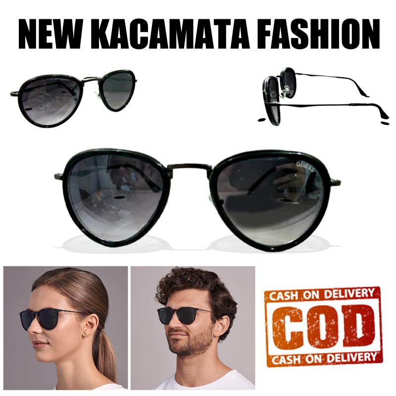 Kacamata Hitam Oval Cat Eye Kaca Mata Fashion Pria Wanita Sunglasses Unisex Korean Style