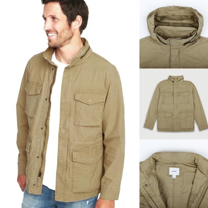 Jaket Parka Old Navy Hidden Hood Canvas Original Jacket Khaki - M