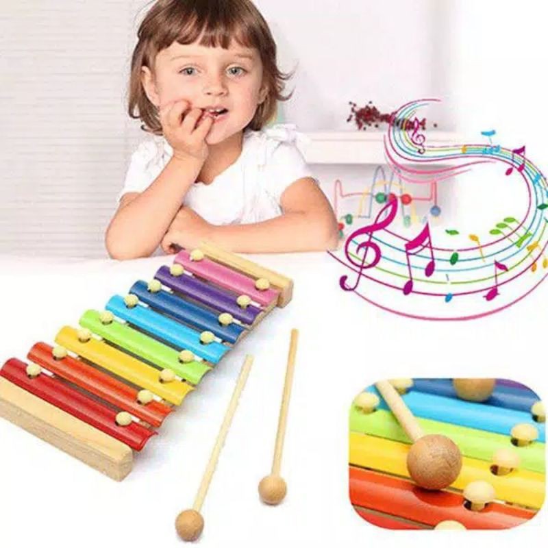 Xylophone Alat Musik Ketukan Kayu Mainan Edukasi Anak