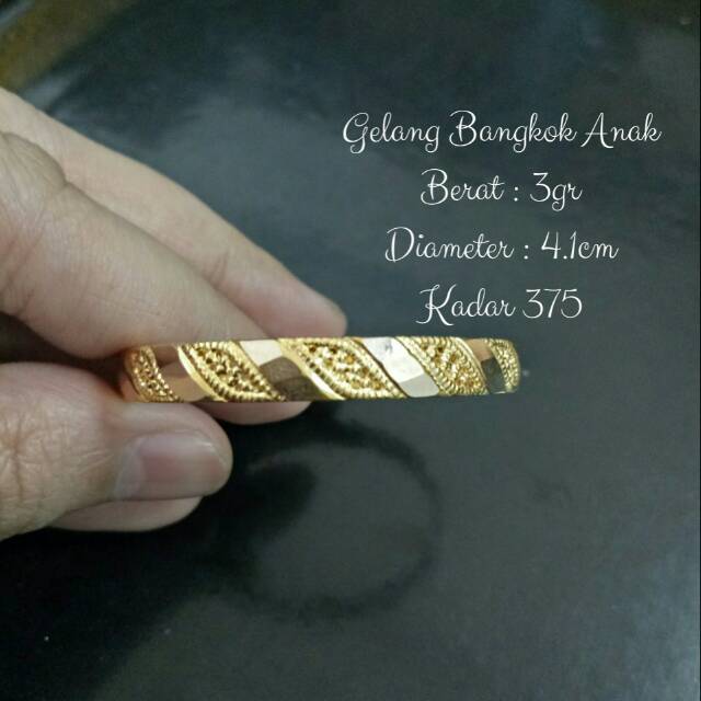 Gelang Emas Bangkok Anak Berat 3gr Kadar 375