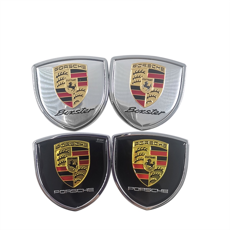 2pcs Stiker Emblem Logo PORSCHE Bahan Metal Untuk Dekorasi Mobil PORSCHE Sport