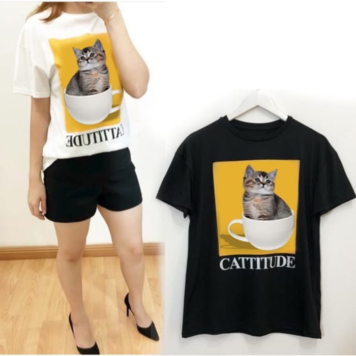 grosir fashion jakarta - baju atasan KAOS tee wanita CATTITUDE - konvek -