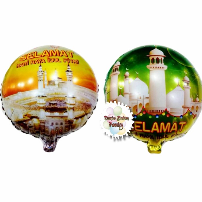 Balon Foil Idul Fitri Bulat / Balon Foil Lebaran ( 40cm )