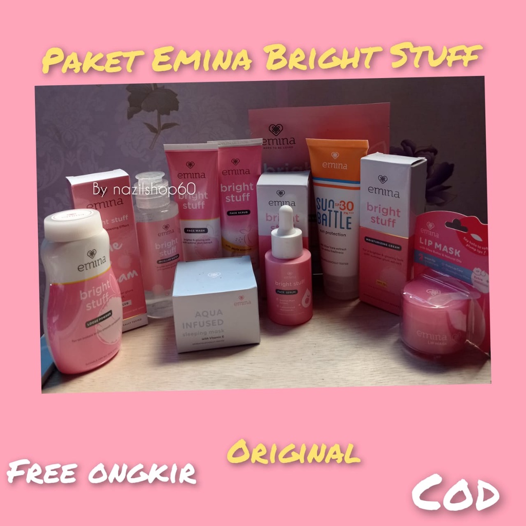 Bisa COD Paket Emina Bright Stuff Series Satu Paket Lengkap Complete Set / Sepaket 1 Satu Paket Emin