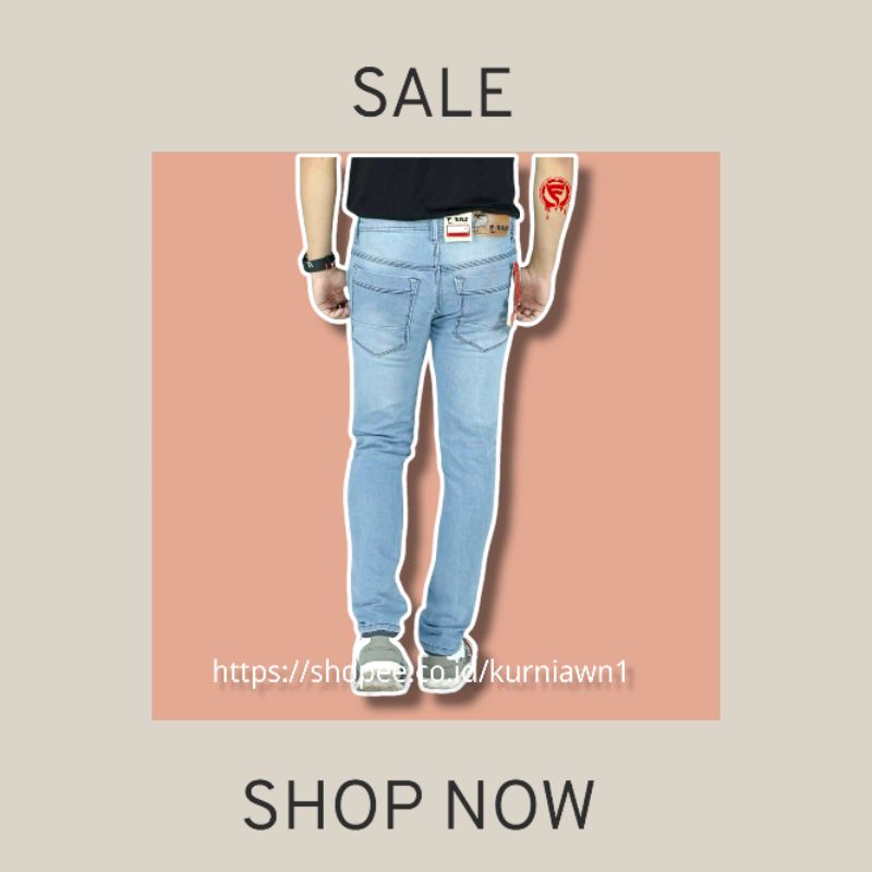 Celana Jeans Pria Slim Fit Panjang Melar Diskon Awal Tahun