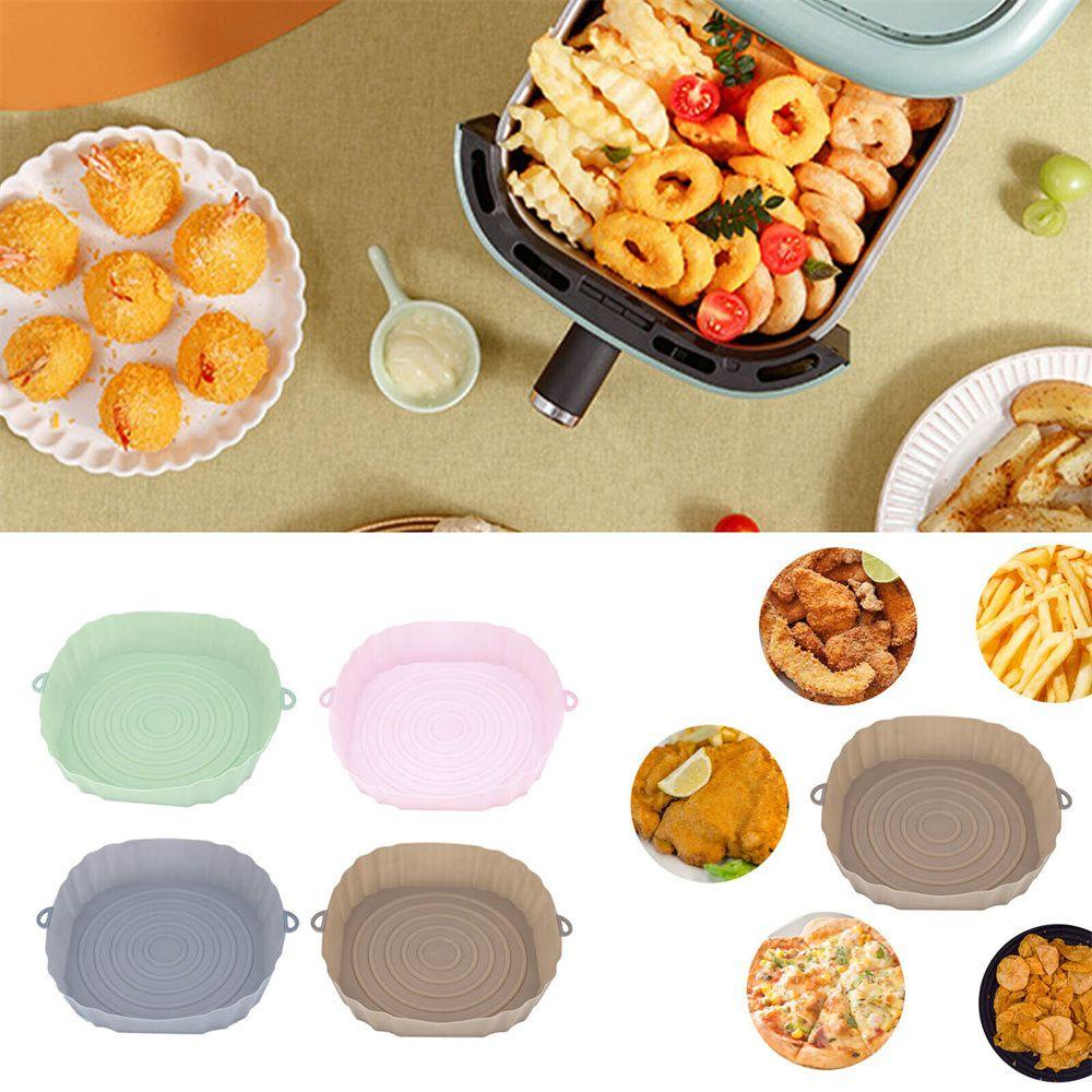 Solighter 2Pcs Panci Silikon Reusable Tray Cooking Untuk Air Fryer