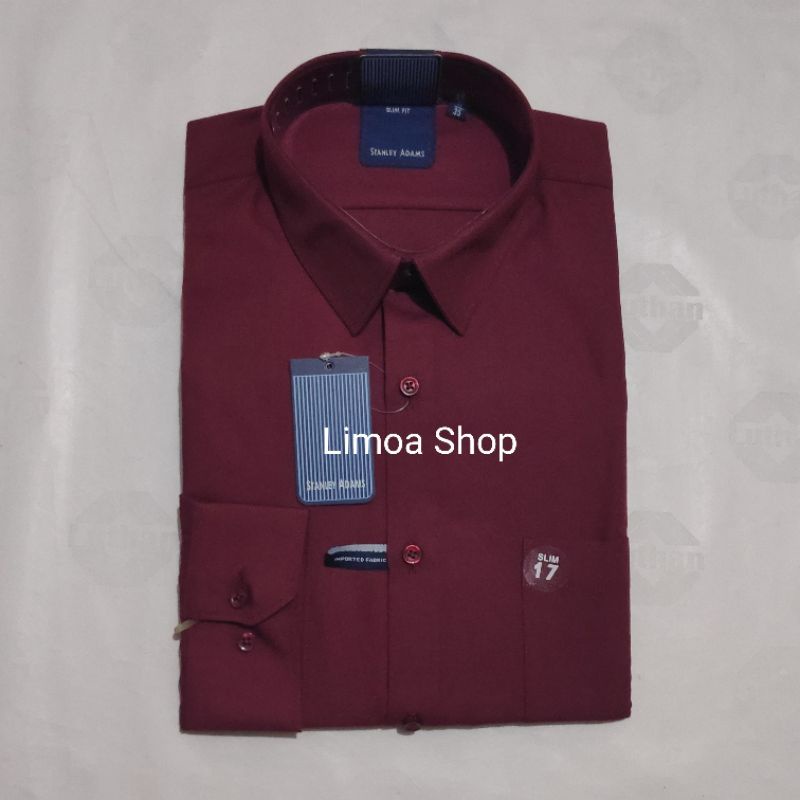 Kemeja Pria Formal STANLEY ADAMS Slim Fit Lengan Panjang Maroon ( Matahari ) KSA 10