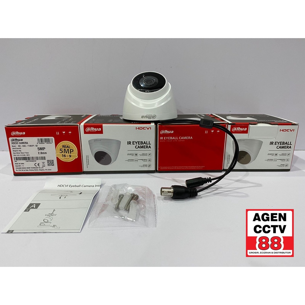 Kamera CCTV Indoor DAHUA 5MP DH-HAC-T1A51P-S2 NEW 16:9 Bonus 2 BNC DRAT