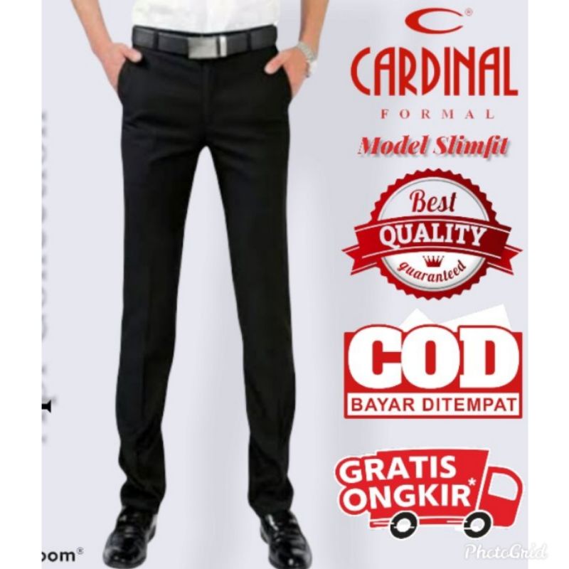 Celana Kerja Pria Slimfit CARDINAL Bahan Tebal/Celana Bahan Formal /Celana Kain/Celana Dasar